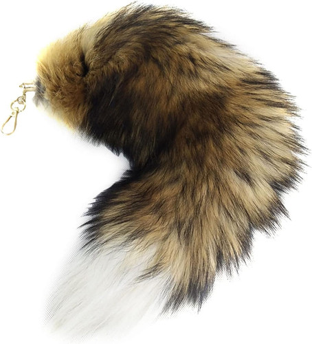 Fluffy black fox tail - black,